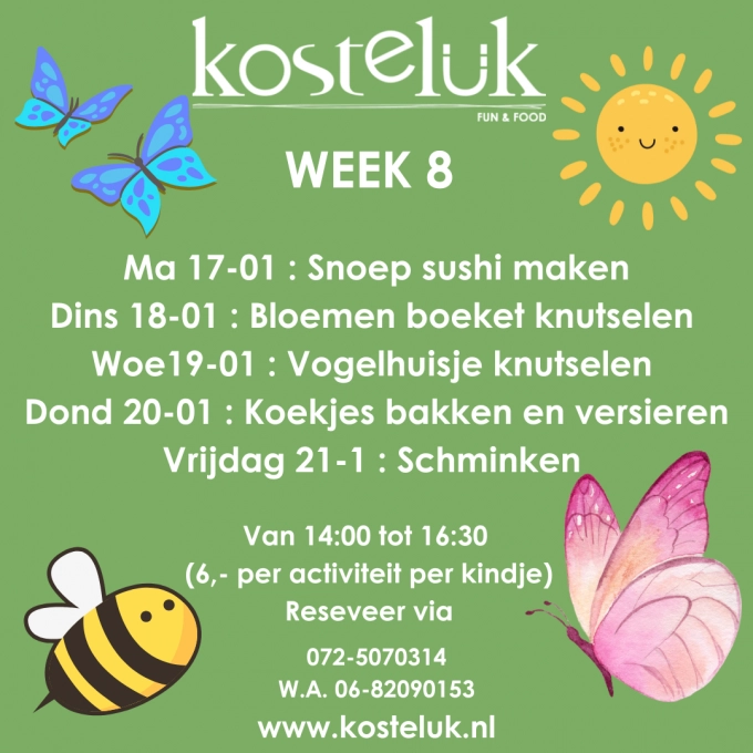 ANIMATIE@KOSTELUK Voorjaarsvakantie 17-02 T/M 21-02-2025
